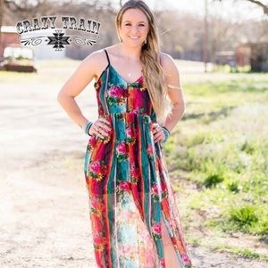 Crazy Train Floral Falls Serape Lace Maxi Dress